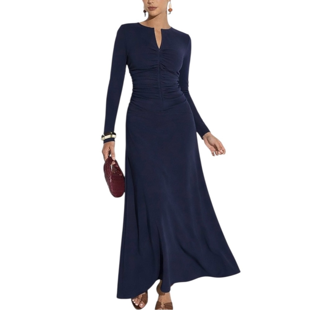 Commense Navy Blue Long Sleeve Maxi Dress NWT